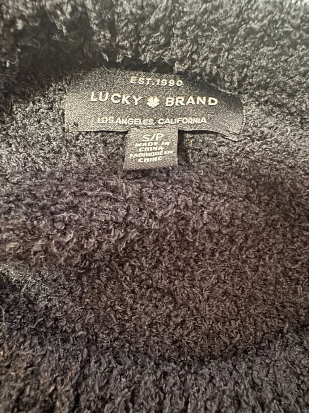 Lucky Brand Black Sherpa Style Sweater - Plush Fleece - Size SP